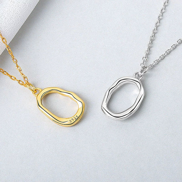 925 Sterling Silver Irregular Geometric Pendant Necklace For Women With Electroplated Cross Chain Elegant Minimalist Clavicle Necklace
