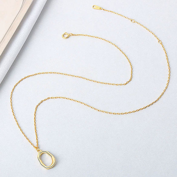 925 Sterling Silver Irregular Geometric Pendant Necklace For Women With Electroplated Cross Chain Elegant Minimalist Clavicle Necklace