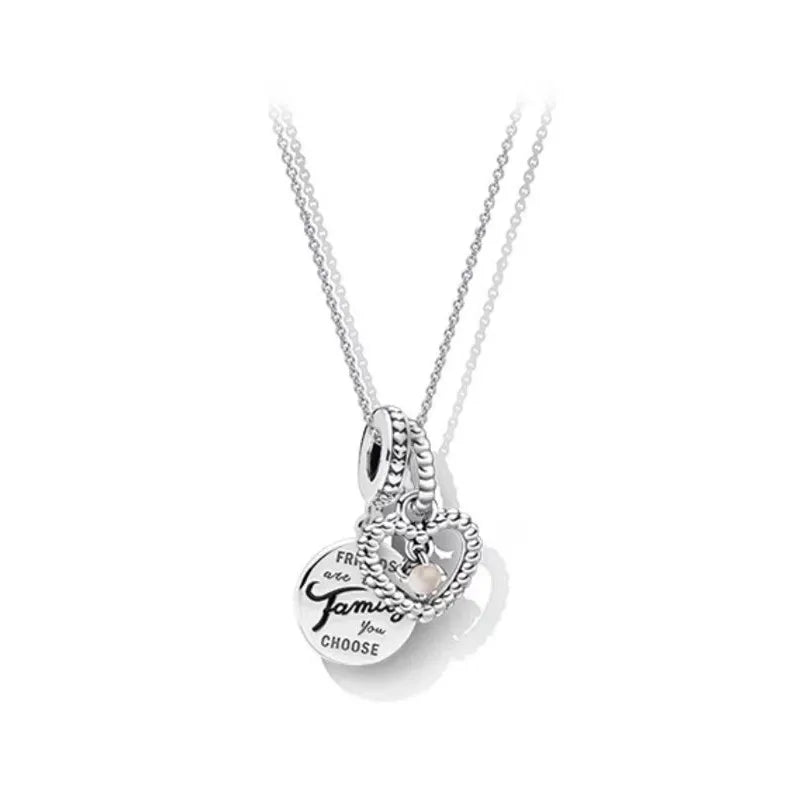 Sterling Silver Letter Heart Shape Pendant Necklace