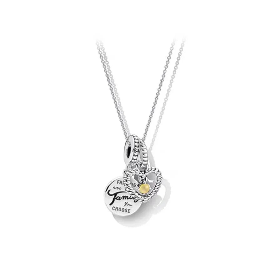 Sterling Silver Letter Heart Shape Pendant Necklace