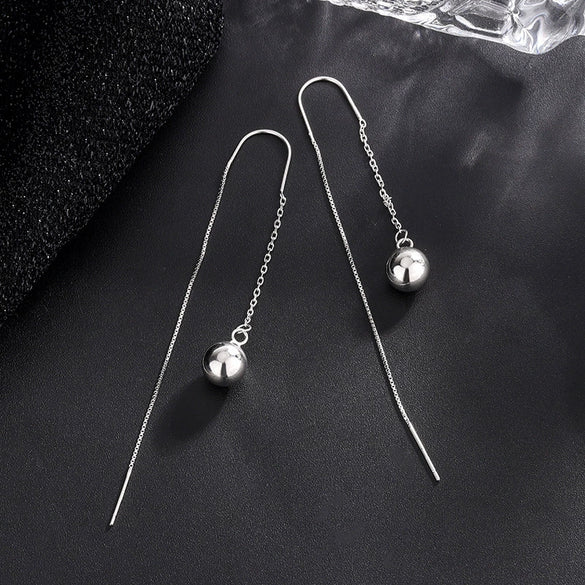925 Sterling Silver Light Luxury Drop Shape Tassel Earrings Elegant Long Beaded Dangle Earrings For Women