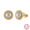 925 Sterling Silver Light Luxury Fresh Water Pearl Geometric Electroplated Women's Earrings