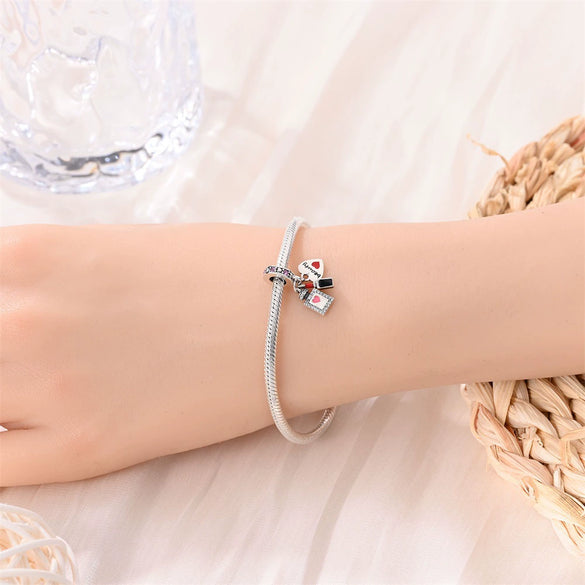 Sterling Silver Lipstick Perfume Threepiece Set Charm Diy Bracelet Jewelry Accessories Dripping Oil