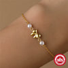 925 Sterling Silver Love Bow Geometric Minimalist Electroplated Pearl Bracelet For Women