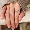 Sterling Silver 925 Love Shape Double Ring Set Geometric Style Electroplated For Women