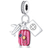 925 Sterling Silver Luggage Aircraft Passport Diy Jewelry Accessories Pendant Bracelet With Dripping Oil Design