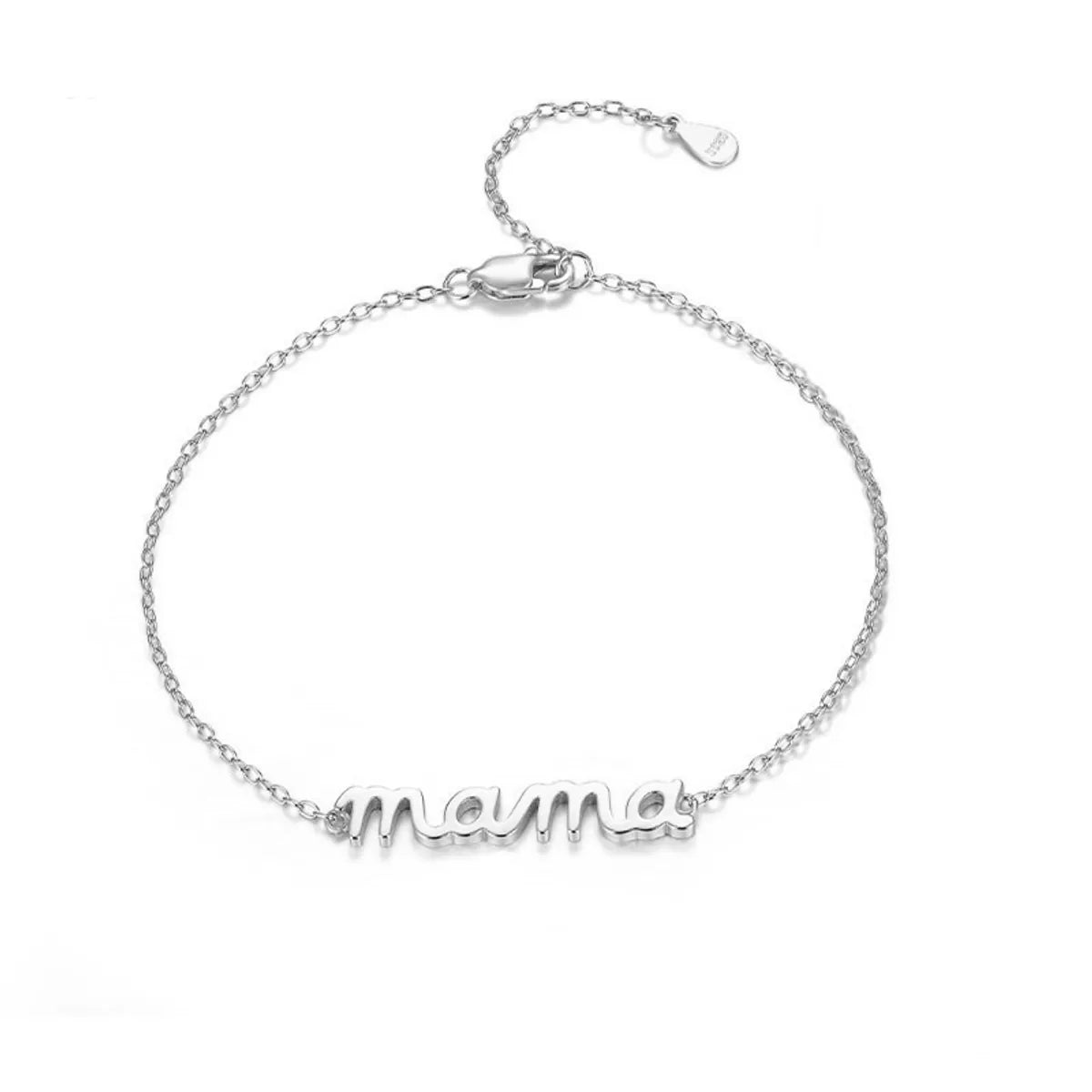 Sterling Silver Mama Simple Style Letter Plating Bracelets