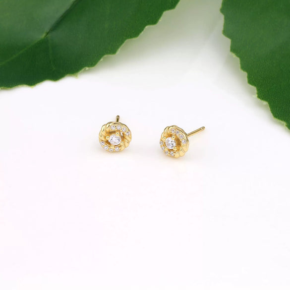 Sterling Silver Microembedded Twist Inlaid Zircon Earrings For Women