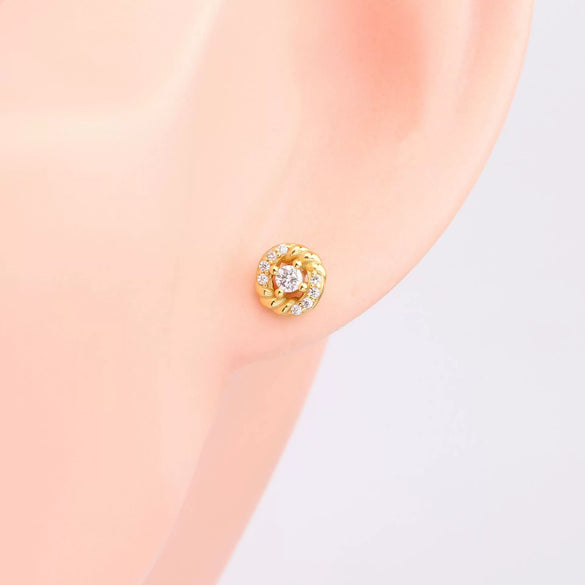 Sterling Silver Microembedded Twist Inlaid Zircon Earrings For Women
