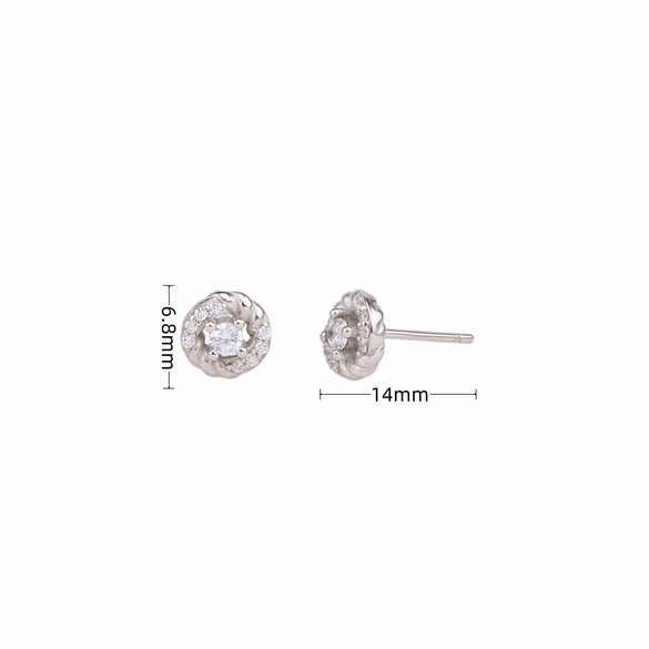 Sterling Silver Microembedded Twist Inlaid Zircon Earrings For Women