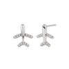 Sterling Silver Micropaved Stone Airplane Style Earrings With Electroplating