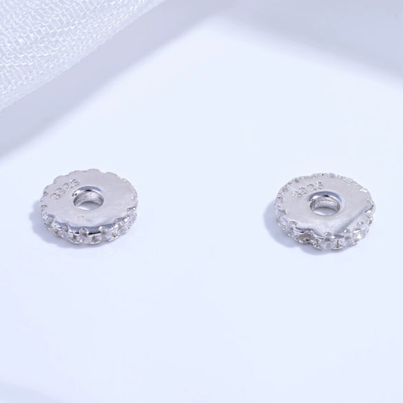 Sterling Silver Micropaved Zircon Round Wheel Gear Spacer Gasket Handmade Diy Bracelet Beads