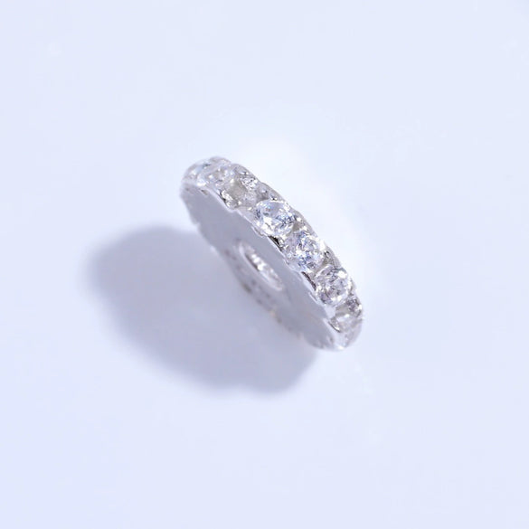 Sterling Silver Micropaved Zircon Round Wheel Gear Spacer Gasket Handmade Diy Bracelet Beads