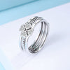 925 Sterling Silver Minimalist Four Leaf Clover Detachable Adjustable Ring For Women Diamond Inlay Lucky Floral Jewelry