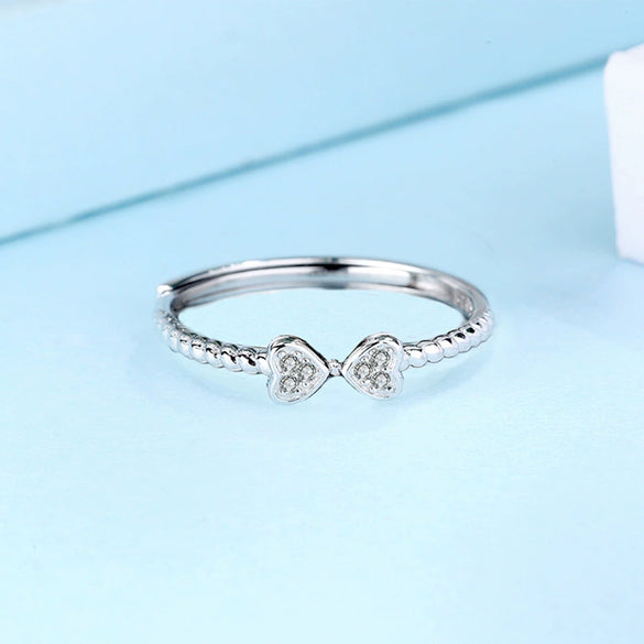 925 Sterling Silver Minimalist Four Leaf Clover Detachable Adjustable Ring For Women Diamond Inlay Lucky Floral Jewelry