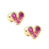 925 Sterling Silver Minimalist Geometric Heart Stud Earrings With Diamond Accent For Women Elegant Light Luxury All Match Jewelry