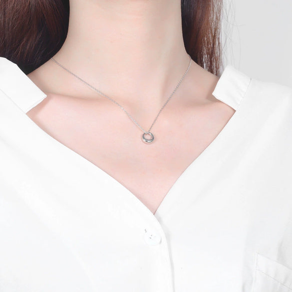 Sterling Silver Minimalist Geometric Pendant Clavicle Necklace For Women With Cross Chain Electroplated Finish