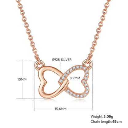 Sterling Silver Moissanite Cable Chain Plating Inlay Double Heart Heart Shape GRA Certificate Pendant Necklace