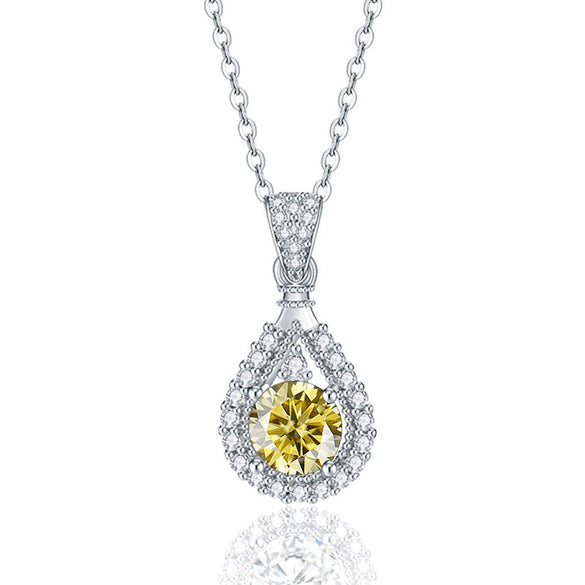 Sterling Silver Moissanite Necklace With Animal Zodiac Pattern And Round Shape