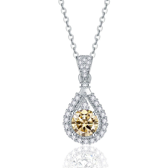 Sterling Silver Moissanite Necklace With Animal Zodiac Pattern And Round Shape