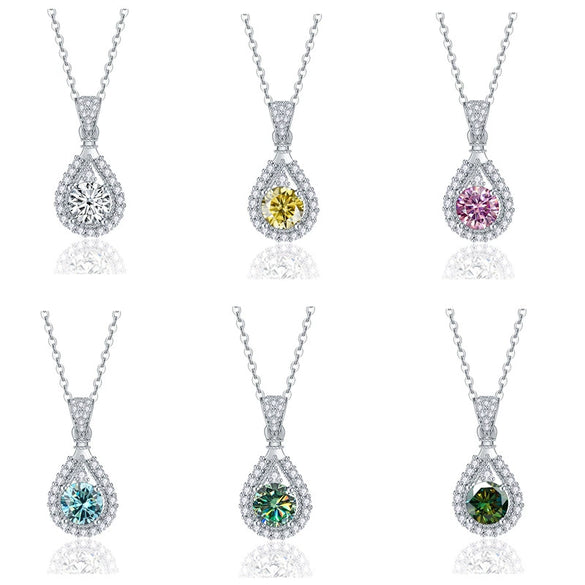 Sterling Silver Moissanite Necklace With Animal Zodiac Pattern And Round Shape