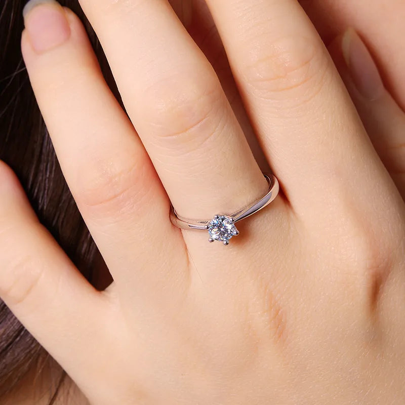 Sterling Silver Moissanite Round Rings