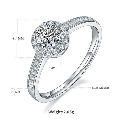 Sterling Silver Moissanite Round Rings