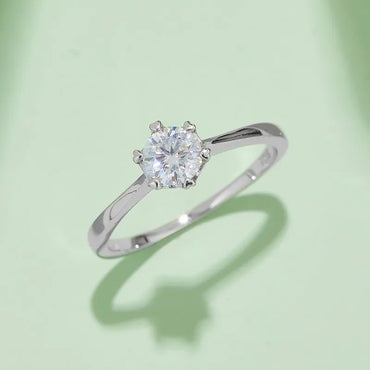 Sterling Silver Moissanite Round Rings