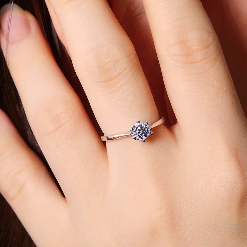 Sterling Silver Moissanite Round Rings