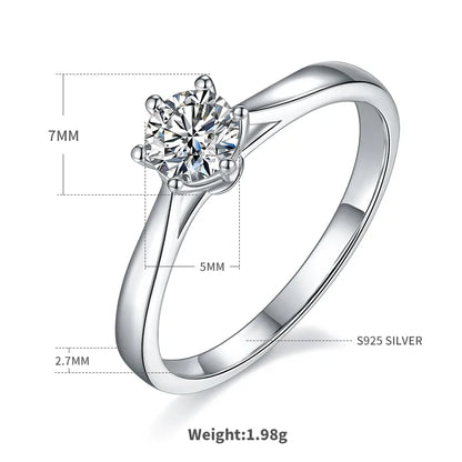 Sterling Silver Moissanite Round Rings