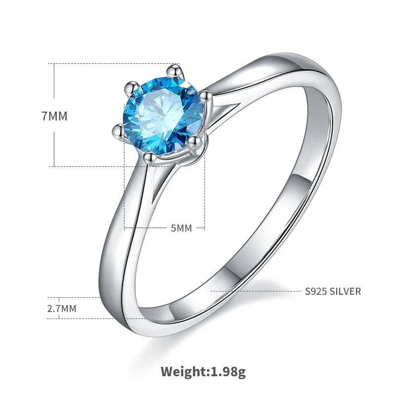 Sterling Silver Moissanite Round Rings