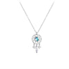 Sterling Silver Moonstone Necklace With Geometric Drop Pendant And Dreamcatcher Inspired Design For Women