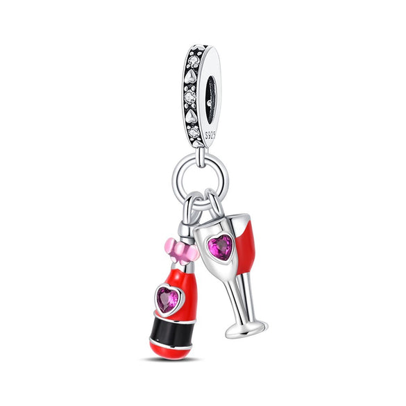 Sterling Silver Music Series Guitar Harp Bag Charm Beads Diy Jewelry Bracelet Accessories Dripping Oil Style