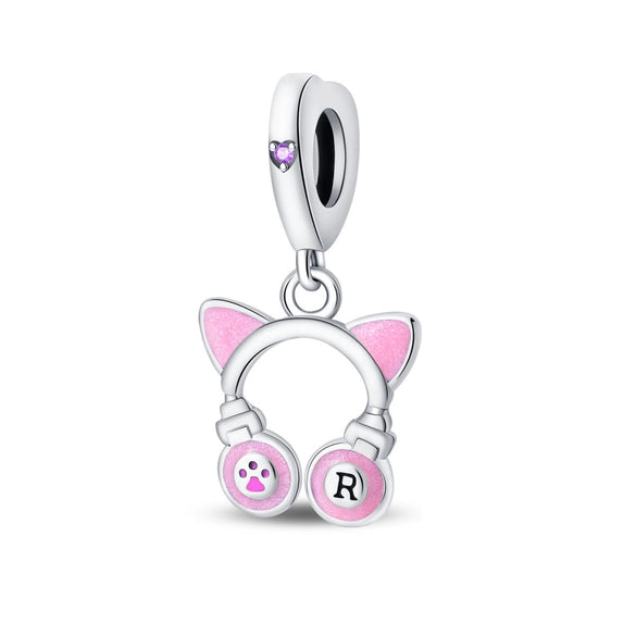 Sterling Silver Music Series Guitar Harp Bag Charm Beads Diy Jewelry Bracelet Accessories Dripping Oil Style