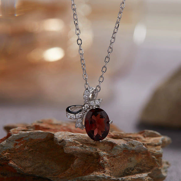Sterling Silver Natural Color Amethyst Geometric Pendant Collarbone Necklace With Gemstones
