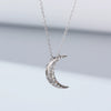 Sterling Silver Necklace With Diamond And Moon Geometric Design For Women