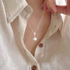 925 Sterling Silver Necklace With Geometric Pattern Pearl And Diamond