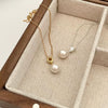 925 Sterling Silver Necklace With Geometric Pattern Pearl And Diamond