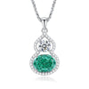 Sterling Silver Necklace With Tanzanite Gourd Pendant And Chopin Chain For Women Diamond Design Plant Flowers Style