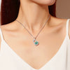 Sterling Silver Necklace With Tanzanite Gourd Pendant And Chopin Chain For Women Diamond Design Plant Flowers Style