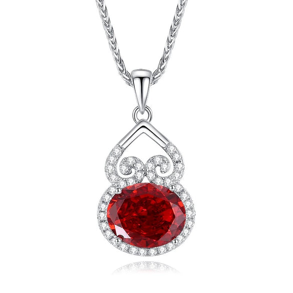 Sterling Silver Necklace With Tanzanite Gourd Pendant And Chopin Chain For Women Diamond Design Plant Flowers Style