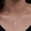 Sterling Silver Oil Dripping Small Flower Pendant Necklace For Women