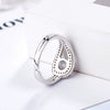 Sterling Silver Open Ring For Women With Geometric Zircon Four Claw Setting Electroplated Adjustable Fashion Jewelry