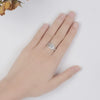 Sterling Silver Open Ring For Women With Geometric Zircon Four Claw Setting Electroplated Adjustable Fashion Jewelry