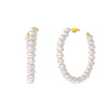 Sterling Silver Pearl C Shaped Stud Earrings With 14K Gold Electroplating Elegant And Simple Style For Ladies
