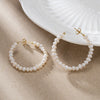 Sterling Silver Pearl C Shaped Stud Earrings With 14K Gold Electroplating Elegant And Simple Style For Ladies