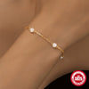 925 Sterling Silver Pearl Pclip Chain Bracelet With Geometric Pattern And Electroplating For Women Light Luxury Minimalist Design