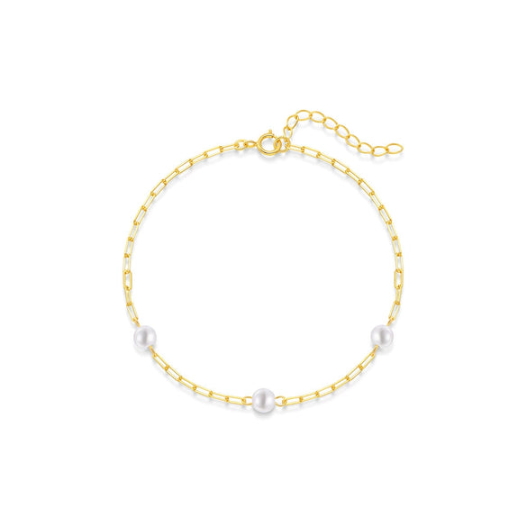 925 Sterling Silver Pearl Pclip Chain Bracelet With Geometric Pattern And Electroplating For Women Light Luxury Minimalist Design