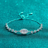 925 Sterling Silver Plated Bracelet With Sapphire Blue Horse Eye Moissanite Stretch Adjustment Electroplating Treatment Simple And Personalized For Women