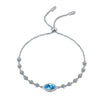 925 Sterling Silver Plated Bracelet With Sapphire Blue Horse Eye Moissanite Stretch Adjustment Electroplating Treatment Simple And Personalized For Women